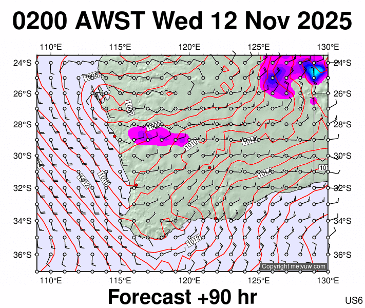 Perth forecast chart for Tuesday, November 11th, 2025 at 6:00 PM
