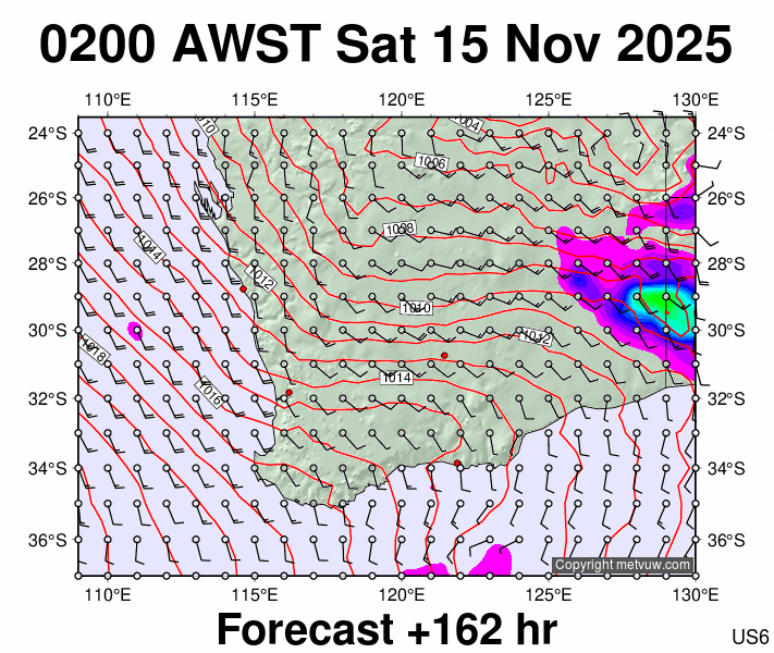 Perth forecast chart for Friday, November 14th, 2025 at 6:00 PM