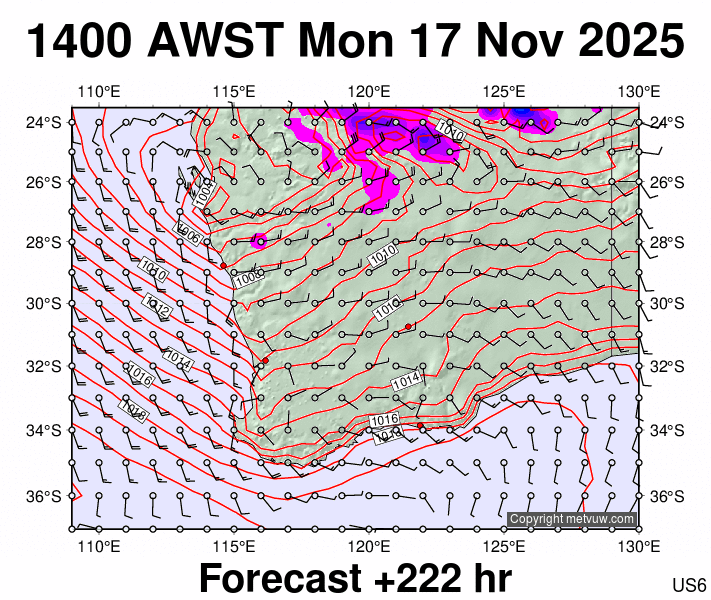 Perth forecast chart for Monday, November 17th, 2025 at 6:00 AM