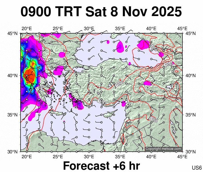 Turkey forecast chart for Saturday, November 8th, 2025 at 6:00 AM