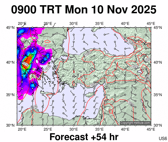 Turkey forecast chart for Monday, November 10th, 2025 at 6:00 AM