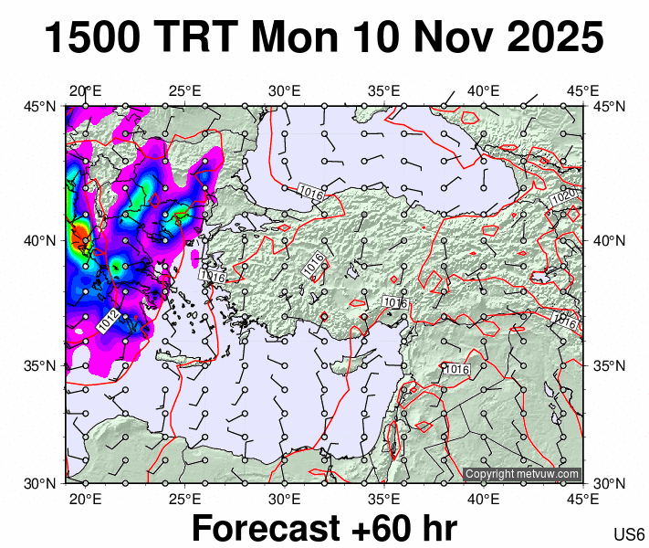 Turkey forecast chart for Monday, November 10th, 2025 at 12:00 PM