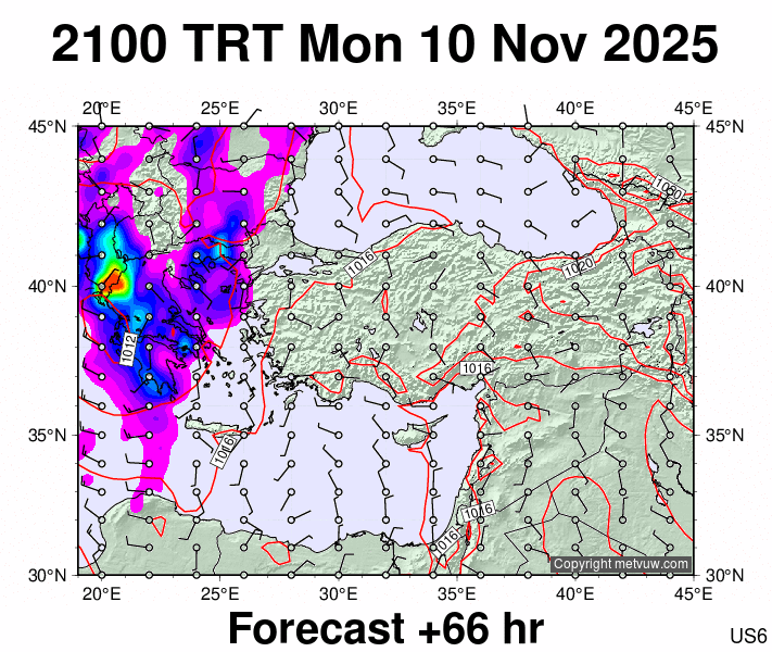 Turkey forecast chart for Monday, November 10th, 2025 at 6:00 PM