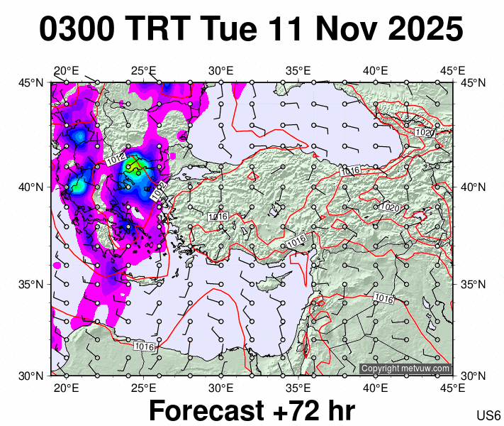 Turkey forecast chart for Tuesday, November 11th, 2025 at 12:00 AM
