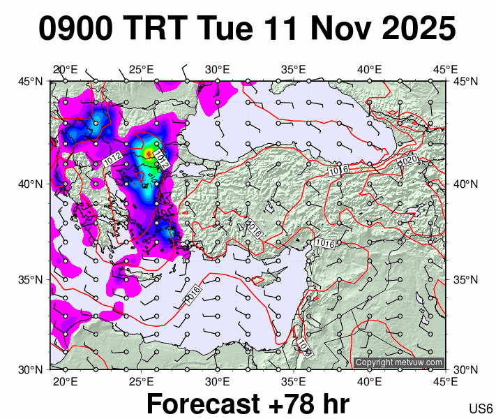Turkey forecast chart for Tuesday, November 11th, 2025 at 6:00 AM