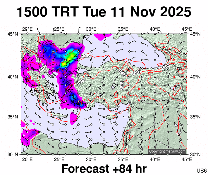 Turkey forecast chart for Tuesday, November 11th, 2025 at 12:00 PM