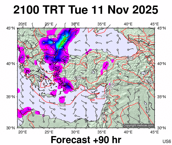 Turkey forecast chart for Tuesday, November 11th, 2025 at 6:00 PM