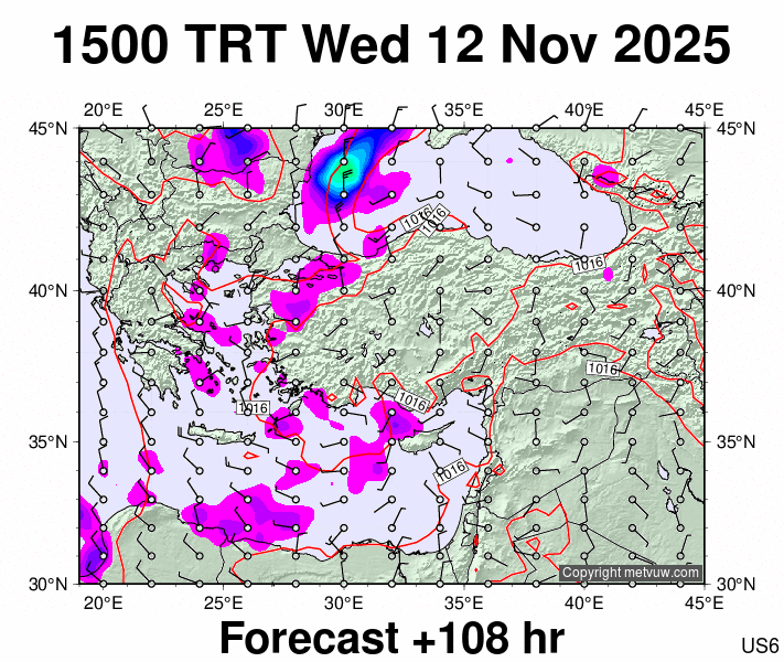 Turkey forecast chart for Wednesday, November 12th, 2025 at 12:00 PM