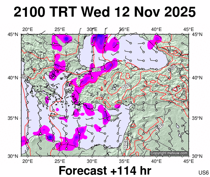 Turkey forecast chart for Wednesday, November 12th, 2025 at 6:00 PM