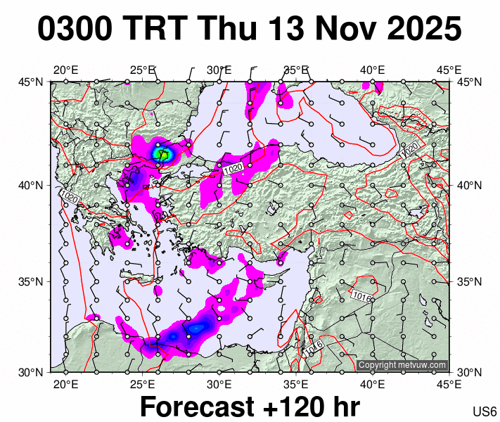 Turkey forecast chart for Thursday, November 13th, 2025 at 12:00 AM