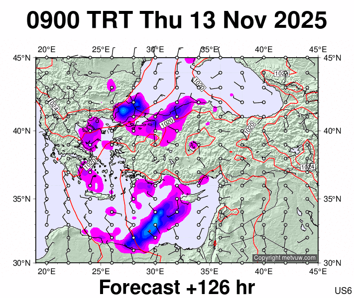 Turkey forecast chart for Thursday, November 13th, 2025 at 6:00 AM