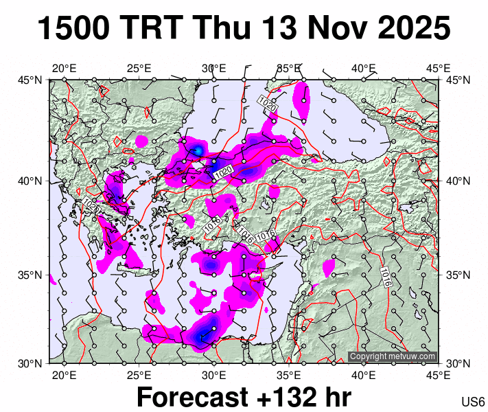 Turkey forecast chart for Thursday, November 13th, 2025 at 12:00 PM