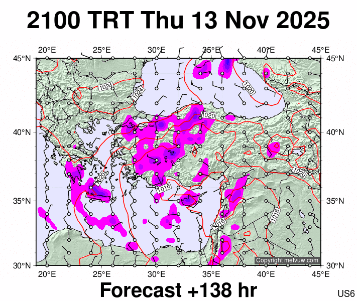 Turkey forecast chart for Thursday, November 13th, 2025 at 6:00 PM