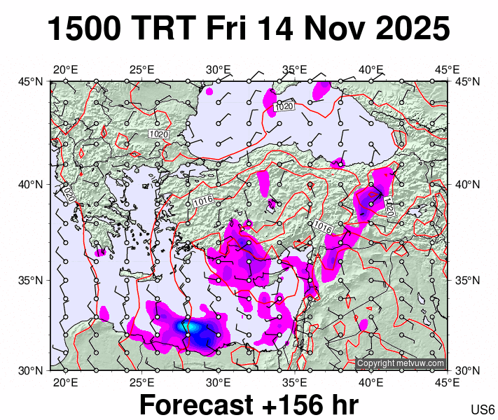Turkey forecast chart for Friday, November 14th, 2025 at 12:00 PM