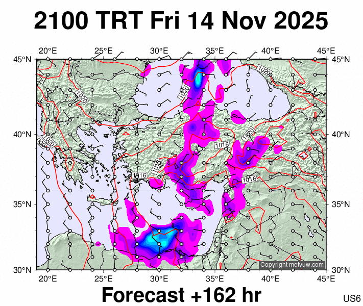 Turkey forecast chart for Friday, November 14th, 2025 at 6:00 PM