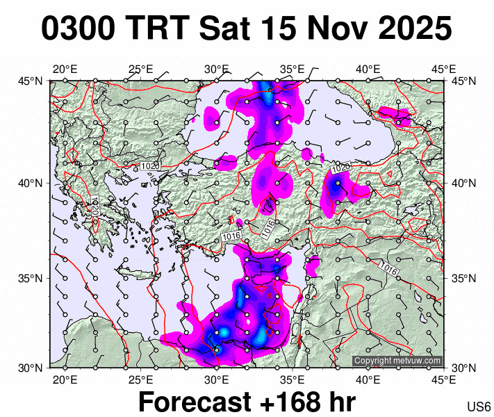 Turkey forecast chart for Saturday, November 15th, 2025 at 12:00 AM