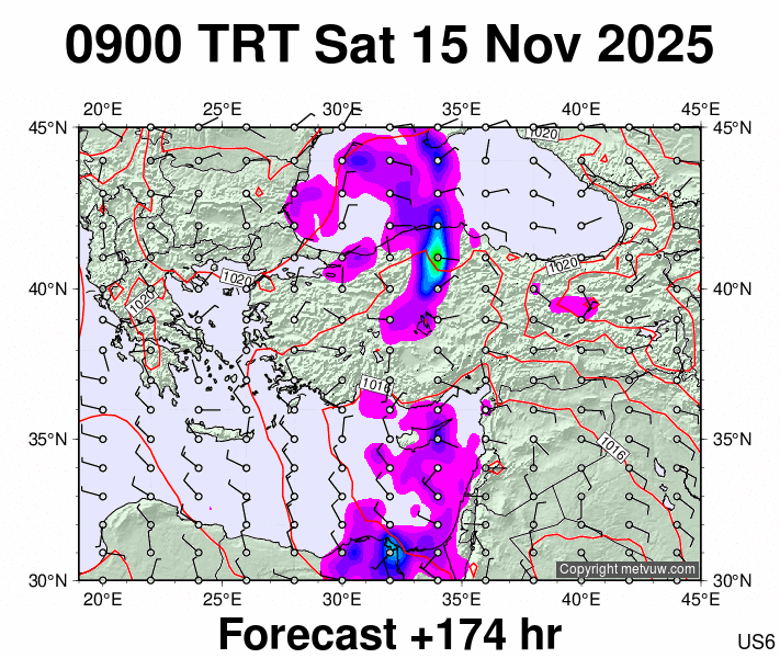 Turkey forecast chart for Saturday, November 15th, 2025 at 6:00 AM