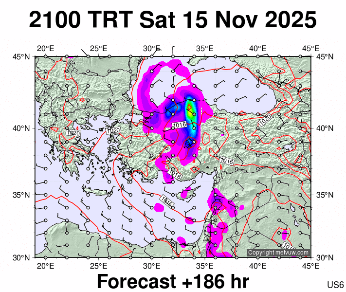 Turkey forecast chart for Saturday, November 15th, 2025 at 6:00 PM