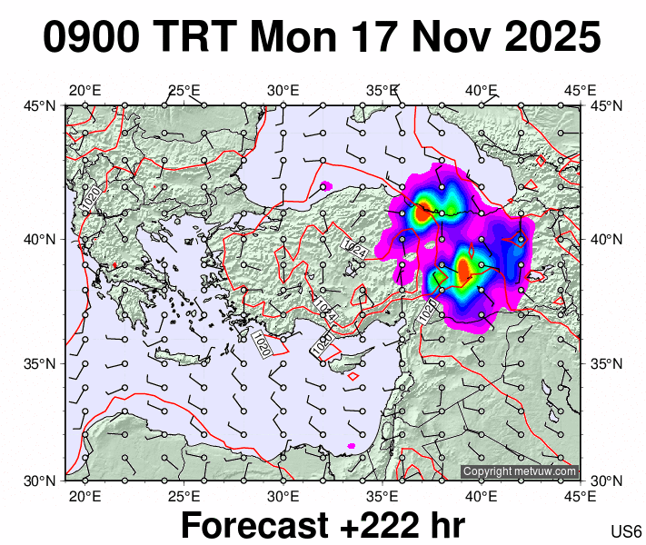 Turkey forecast chart for Monday, November 17th, 2025 at 6:00 AM
