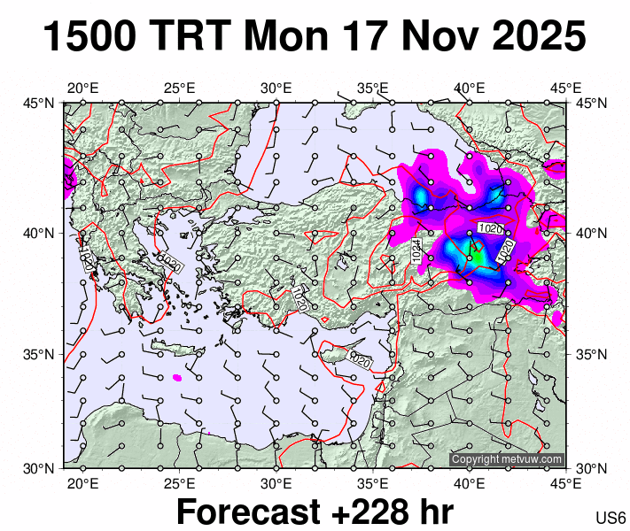 Turkey forecast chart for Monday, November 17th, 2025 at 12:00 PM