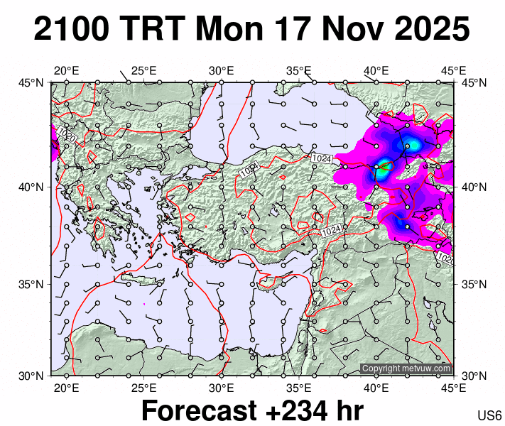 Turkey forecast chart for Monday, November 17th, 2025 at 6:00 PM