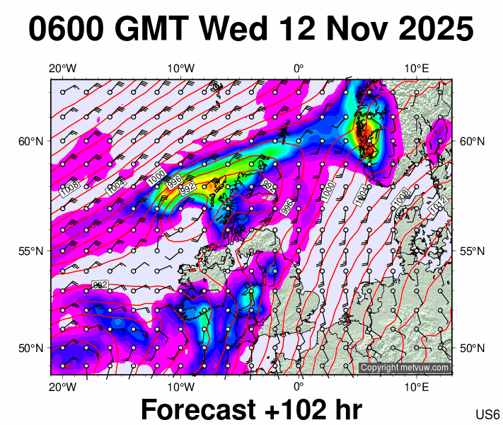 United Kingdom forecast chart for Wednesday, November 12th, 2025 at 6:00 AM