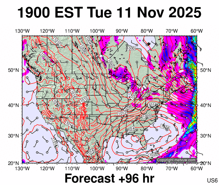 USA forecast chart for Wednesday, November 12th, 2025 at 12:00 AM