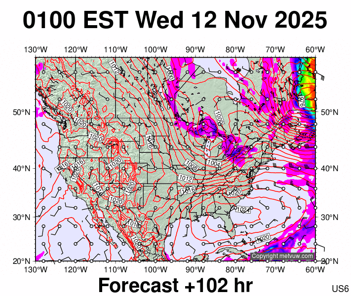 USA forecast chart for Wednesday, November 12th, 2025 at 6:00 AM