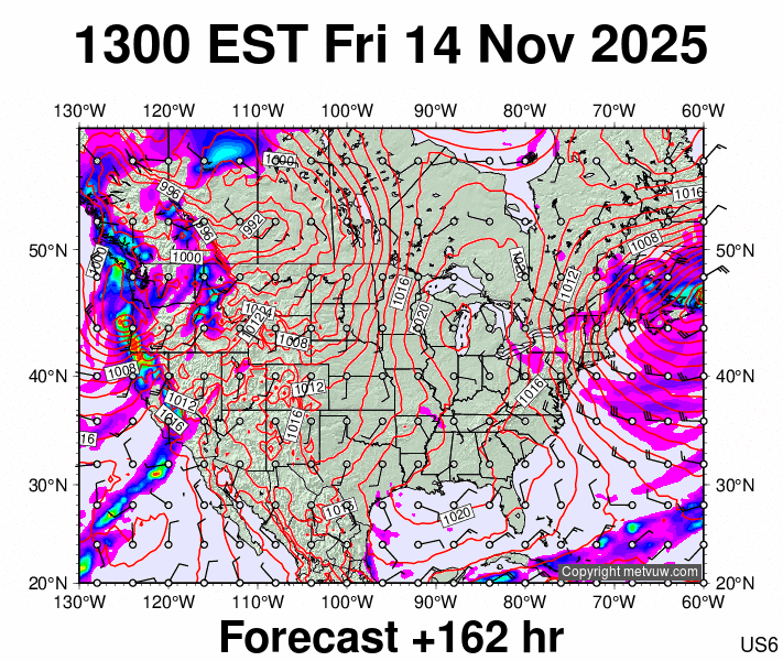 USA forecast chart for Friday, November 14th, 2025 at 6:00 PM