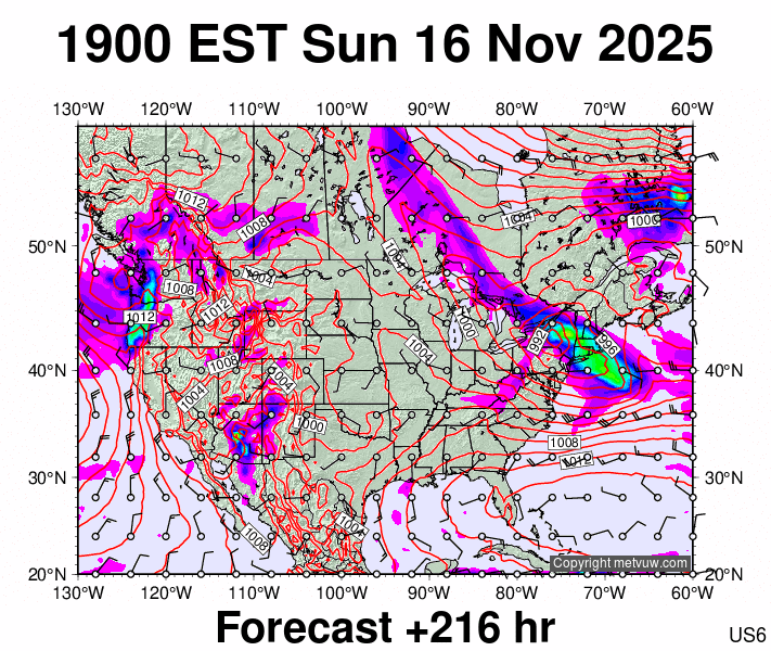 USA forecast chart for Monday, November 17th, 2025 at 12:00 AM