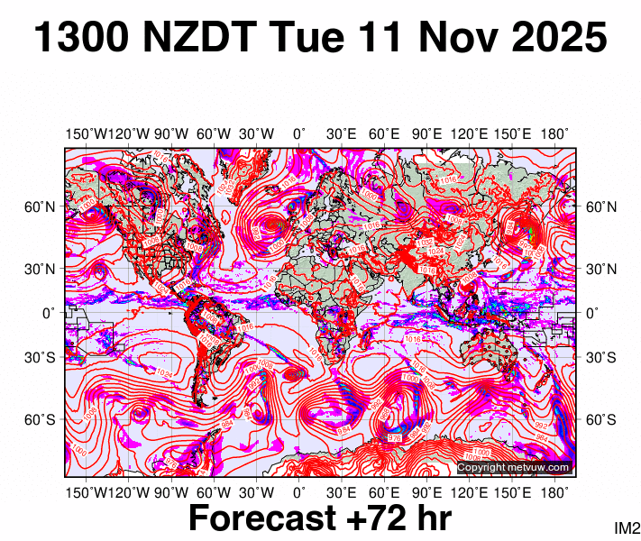 World forecast chart for Tuesday, November 11th, 2025 at 12:00 AM