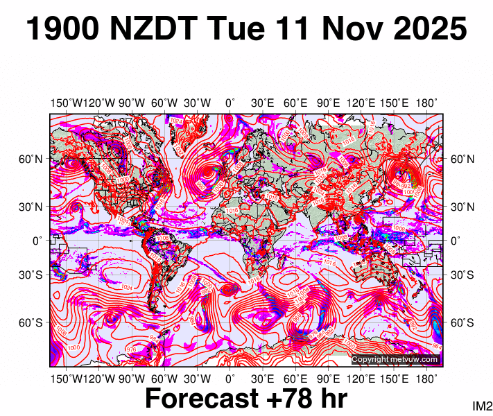World forecast chart for Tuesday, November 11th, 2025 at 6:00 AM