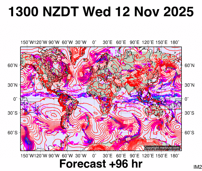 World forecast chart for Wednesday, November 12th, 2025 at 12:00 AM