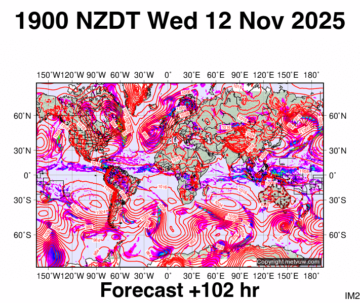 World forecast chart for Wednesday, November 12th, 2025 at 6:00 AM