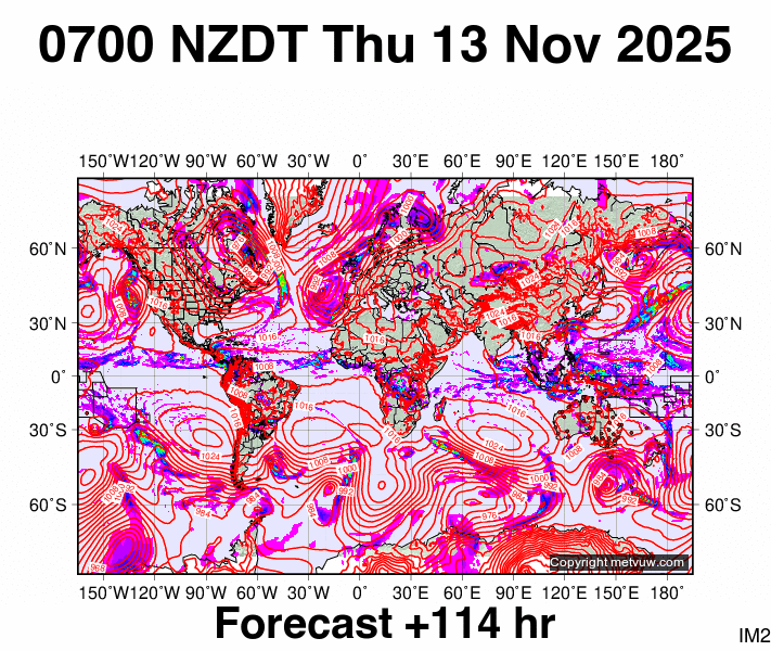World forecast chart for Wednesday, November 12th, 2025 at 6:00 PM