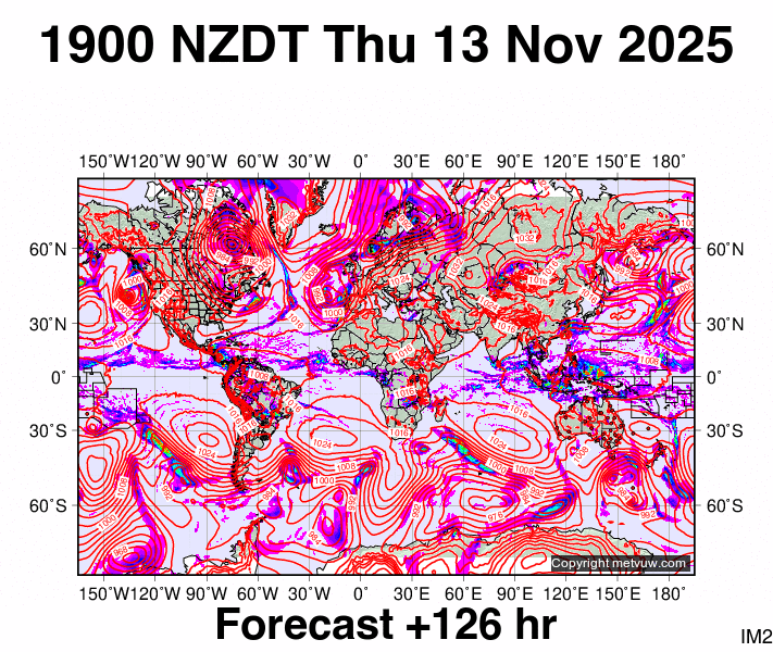 World forecast chart for Thursday, November 13th, 2025 at 6:00 AM