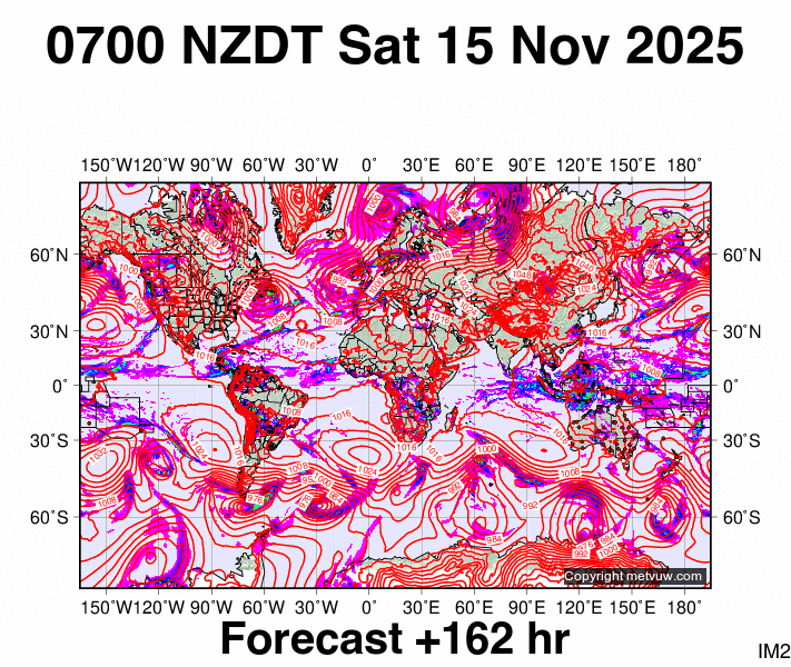 World forecast chart for Friday, November 14th, 2025 at 6:00 PM