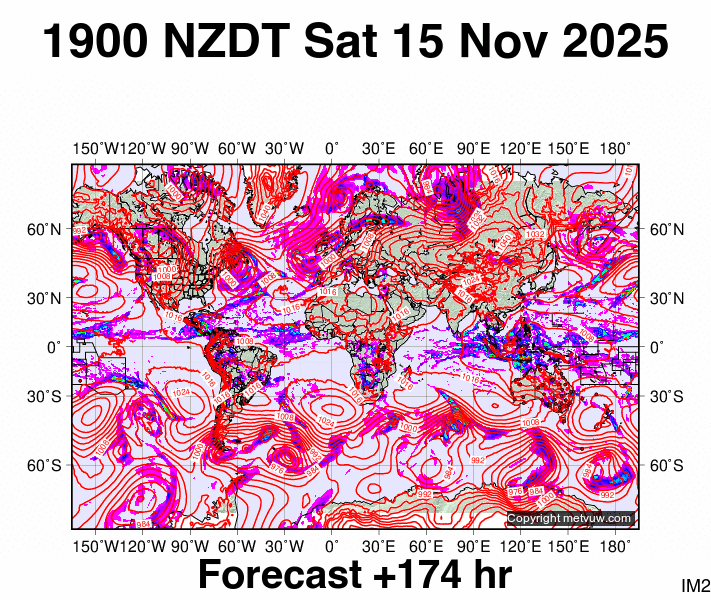 World forecast chart for Saturday, November 15th, 2025 at 6:00 AM