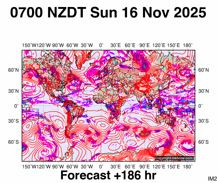 World forecast chart for Saturday, November 15th, 2025 at 6:00 PM